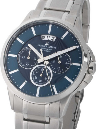 Jacques Lemans Sydney Ανδρικό Ρολόι Χρονογράφος με Ασημί Μεταλλικό Μπρασελέ 1-1542I