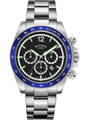 Rotary Ανδρικό Ρολόι Χρονογράφος με Ασημί Μεταλλικό Μπρασελέ GB05440/72