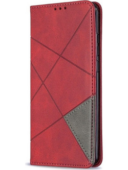 Tel1 Huawei P Smart 2020 Rhombus Texture Θήκη Βιβλίο - Red