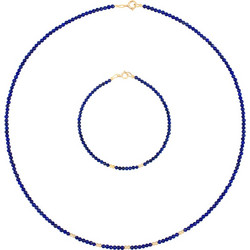 Σετ κολιέ & βραχιόλι με Κ14 χρυσά στοιχεία και lapis lazuli - S1252359L
