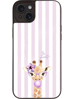Sonique Stripe Stories Series Back Cover Lilac (iPhone 15 Plus) με Σχέδιο «Καμηλοπάρδαλη με Τσιχλόφουσκα»