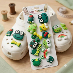 Διακοσμητικά Charms για Crocs με Σχέδια Βατραχάκια 12τμχ
