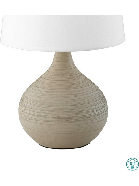 Trio Lighting Martin Κεραμικό Πορτατίφ για Ντουί E14 LED με Λευκό Καπέλο και Μπεζ ΒάσηΚωδικός: R50371025