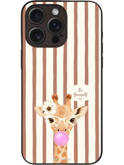 Sonique Stripe Stories Series Back Cover Brown (iPhone 15 Pro Max) με Σχέδιο «Καμηλοπάρδαλη με Τσιχλόφουσκα»