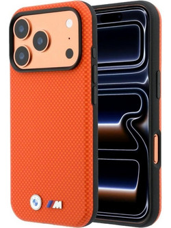 BMW M Quadrille Kevlar Metal Logo Magsafe Case Orange (iPhone 18 Pro / 17 Pro)