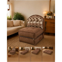 Stewe Home Πολυθρόνα Υφασμάτινη Καφέ 75x75x75cm