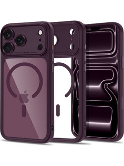 Tech-Protect MagPeak MagSafe CC Case Clear Burgundy (iPhone 18 Pro Max / 17 Pro Max)