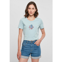 Lilo & Stitch Sitting On Flower Cropped Tee oceanblue