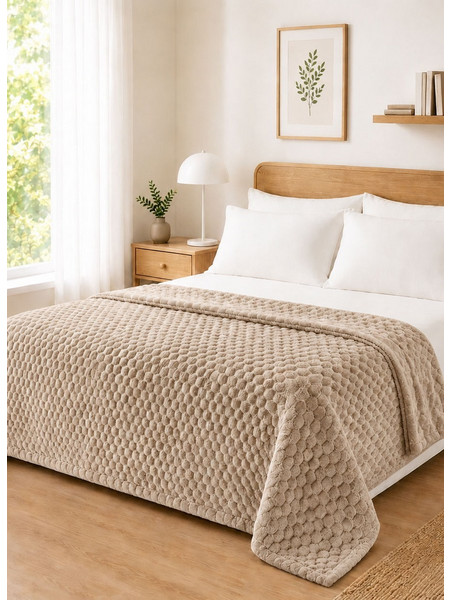 Κουβέρτα Fleece NESTIQ BEIGE Κουβέρτα υπέρδιπλη: 220 x 240 εκ