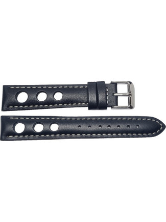 Δερμάτινο λουράκι 18mm μαύρο - 1639-BK - 22mm