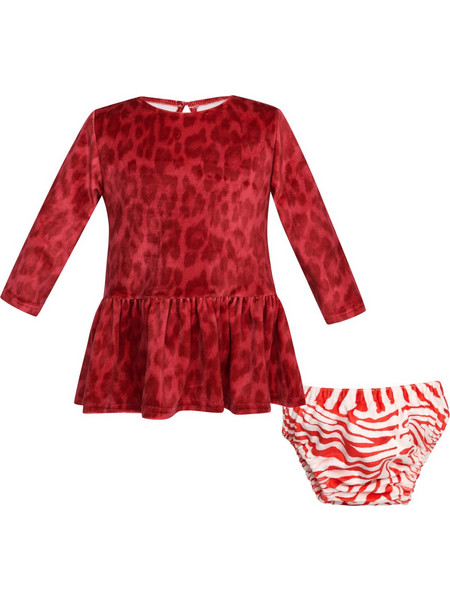 T7617 Red Safari Velvet Leopard Dress
