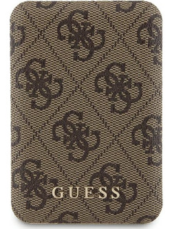 Guess Leather Metal Logo Power Bank 5000mAh 15W με Θύρα USB-A & Θύρα USB-C Brown