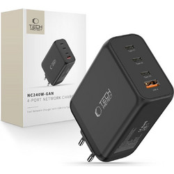 Tech-Protect NC240W Φορτιστής χωρίς Καλώδιο με Θύρα USB-A & 3 Θύρες USB-C 240W Quick Charge 3.0 & Power Delivery Black