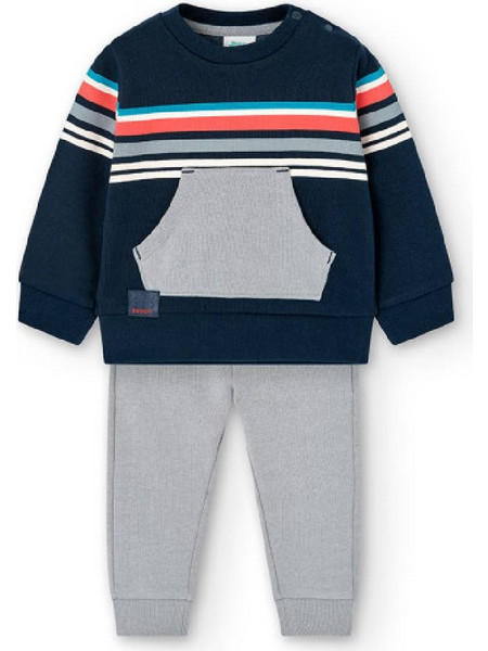 Boboli Παιδικό Σετ Φόρμας Γκρι Navy Μπλε 307099-2440