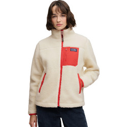 Superdry Γυναικεία Ζακέτα Fleece με Φερμουάρ Λευκή