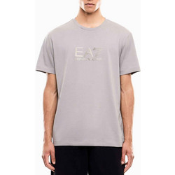 EA7 Emporio Armani T-shirt κανονική γραμμή γκρι βαμβακερό