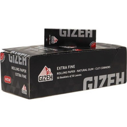 GIZEH BLACK EXTRA FINE 50 CUT CORNERS Χαρτάκια Στριφτού (Κουτί των 50τεμ) 4002604332903