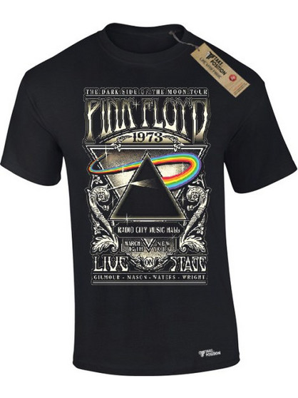 PREMIUM μπλουζάκι Takeposition Big Print, χοντρό βαμβακερό 185 g/m2 Pink Floyd Radio Cuty Hall σε Μαύρο/ LARGE, 321-7769-prosf