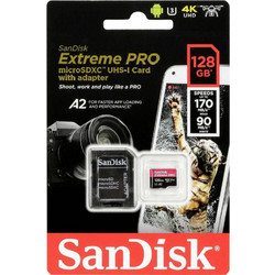 Sandisk Extreme Pro microSDXC 128GB Class 10 U3 V30 UHS-I A2 170MB/s + Adapter