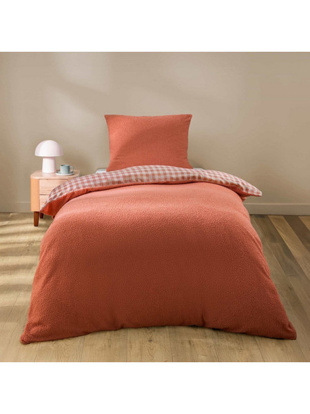 Παπλωματοθήκη Fleece Μονή (140x200) + Διακοσμητική Μαξιλαροθήκη Fleece L-C Pilou Terracotta 1645281