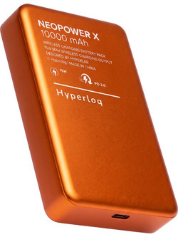 Hyperloq NeoPower X Wireless Magsafe Power Bank 10000mAh 20W με Θύρα USB-A & Θύρα USB-C Power Delivery Orange
