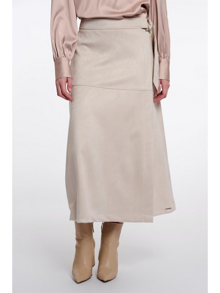 Faux suede skirt with belt | BEIGE