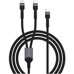 Καλώδιο Σύνδεσης USB 2.0 2 σε 1 Braided Devia EC648 USB C σε USB C & Lightning PD 60W & 12W 1.2m Extreme Μαύρο