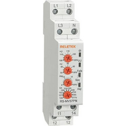 RELETEK RS-MV37PN Επιτηρητής Τριφασικού Δικτύου με Ουδέτερο για Ράγα DIN