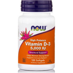 Now Foods Vitamin D3 5000iu 120 Μαλακές Κάψουλες