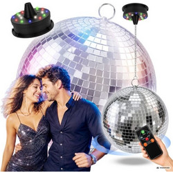 LIGHT4ME MBM 40 IR disco ball mirror silver rotating 40 cm wireless remote control sound mode USB or battery-powered