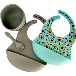 BabyCloud Βρεφικό Σετ Φαγητού Σιλικόνης Avocado Green 4τμχ
