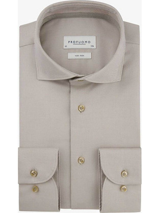 Profuomo Ανδρικό Πουκάμισο Slim Fit Μπεζ PPXH30007C