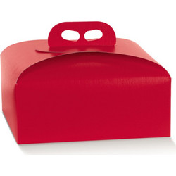 Κουτί Panettone με λαβή 24.5x24.5x13cm Fibra Rosso