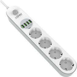 LDNIO Πολύπριζο Τροφοδοσίας με 4 πρίζες AC, 4x USB, SE4432, 2m Λευκό