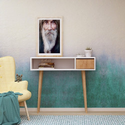 Sideboard Kiogi Oak, White Melamine Coated Particle Board 100x30x94 cm