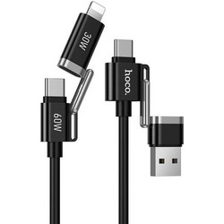 Hoco U155 - Καλώδιο Type-C σε Type-C με Μετατροπείς (USB-A σε Type-C και Type-C σε Lightning) (3A 60W) 1.2m σε Μαύρο Χρώμα