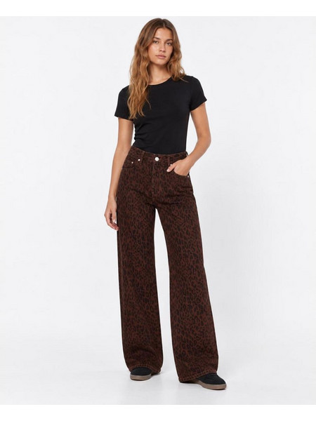 Παντελόνι τζιν leopard wide leg για teen κορίτσι Tiffosi-10067346-290 Castanho