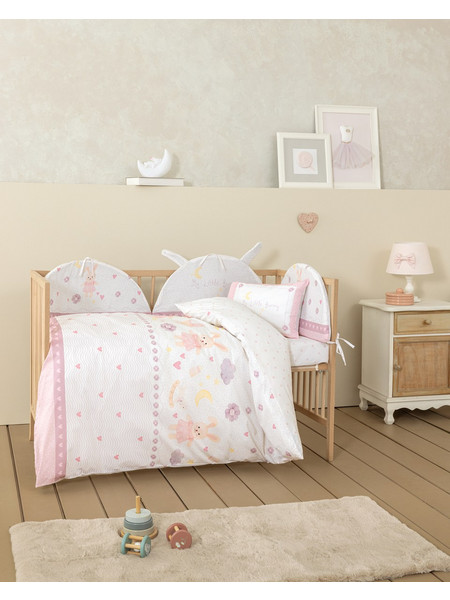 Κουβερλί Κούνιας 100x140 Nima My Little Bunny White-Pink
