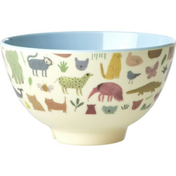 Rice - Melamine Bowl Small 300 ml Dusty Blue Sweet Jungle Print
