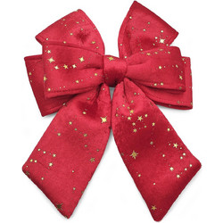 Φιόγκος Κόκκινος Διπλός Χρυσά Σχέδια 33x25cm Xmasfest 1134177