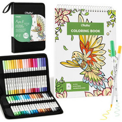 Ohuhu Pupe B Σετ 40 Μαρκαδόρων Με Βάση Το Νερό Και Coloring Book