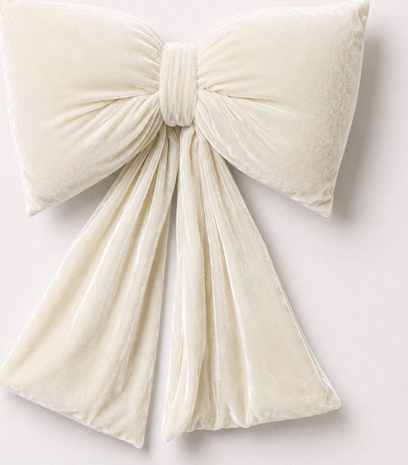 Χριστουγεννιάτικος Φιόγκος Βελούδο Off White 50εκ (LongStar) (VL-BOW50-WW)