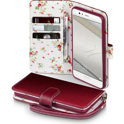 Terrapin Floral Wallet Red With Floral Interior (Huawei P10)