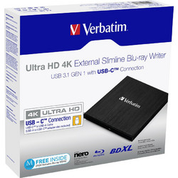 Verbatim Ultra HD 4K External Slimline Blu-ray Writer