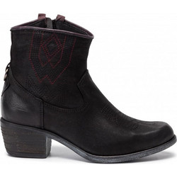 Wrangler Carson Tex Γυναικεία Μποτάκια Cowgirl Δερμάτινα Μαύρα με Χοντρό Χαμηλό Τακούνι WL92626A-062