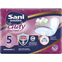 Sani Sensitive Lady No5 Super Σερβιέτες Ακράτειας 5 Σταγόνες 16x10τμχ