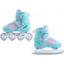 Smj Sport Inline Αυξομειούμενα Rollers Παιδικά Ροζ Τιρκουάζ 2IN1 Jr Lili