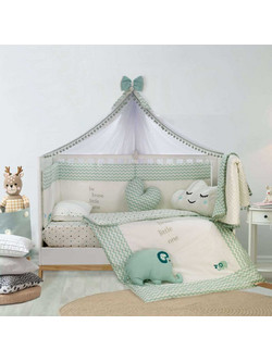 Bebe Stars Elephant Σετ Κούνιας White/Mint 4τμχ 3050