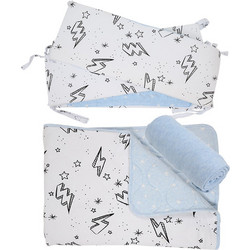 Minene Thunder Σετ Κούνιας White/Ciel 3τμχ