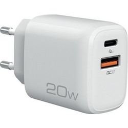 NOD E-wall AC20 Φορτιστής Χωρίς Καλώδιο με Θύρα USB-A & USB-C 20W Power Delivery & Quick Charge 3.0 White